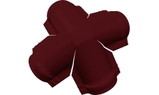 Четверник конька полукруглого Grand Line 0,5 Satin с пленкой RAL 3005 красное вино