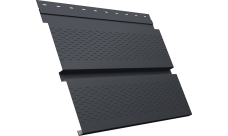 Софит металлический Квадро Брус v01 Grand Line с перфорацией 0,5 PurLite Matt с пленкой RAL 7024 мокрый асфальт