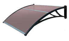 Козырек Krovent из поликарбоната усиленный 1505х1070х315 бронзовый (черный кронштейн)