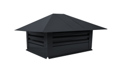 Дымник на трубу с жалюзи 520х390мм 0,45 Drap TX с пленкой RAL 7024 мокрый асфальт