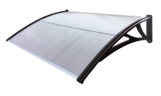 Козырек Krovent из поликарбоната усиленный 1505х1070х315 прозрачный (черный кронштейн)