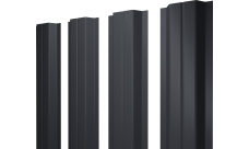 Штакетник П-образный A с прямым резом Grand Line 0,5 Rooftop Бархат RAL 7024 мокрый асфальт