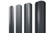 Штакетник М-образный A фигурный Grand Line 0,45 Drap-double TX RAL 7024 мокрый асфальт