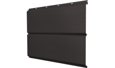 Софит металлический ЭкоБрус new Grand Line c перфорацией 0,5 Satin с пленкой RR 32 темно-коричневый