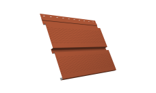 Софит металлический Квадро Брус Grand Line с перфорацией 0,5 Satin с пленкой RAL 8004 терракота